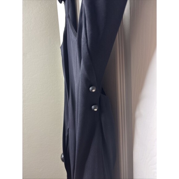 Vintage 80s–90s Black Wide-Leg Jumpsuit Minimalist Draped Sleeveless Eveningwear - Picture 7 of 11